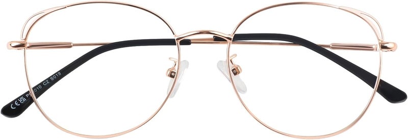 LINVO Classic Fake Glasses Women, Cat Eye Metal Clear Lens Eyeglasses with 100% UV400 Protection - Image 1